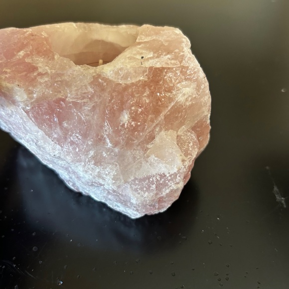 Raw Rose Quartz Tea Light Candle Holder From Brazil - Picture 8 of 14